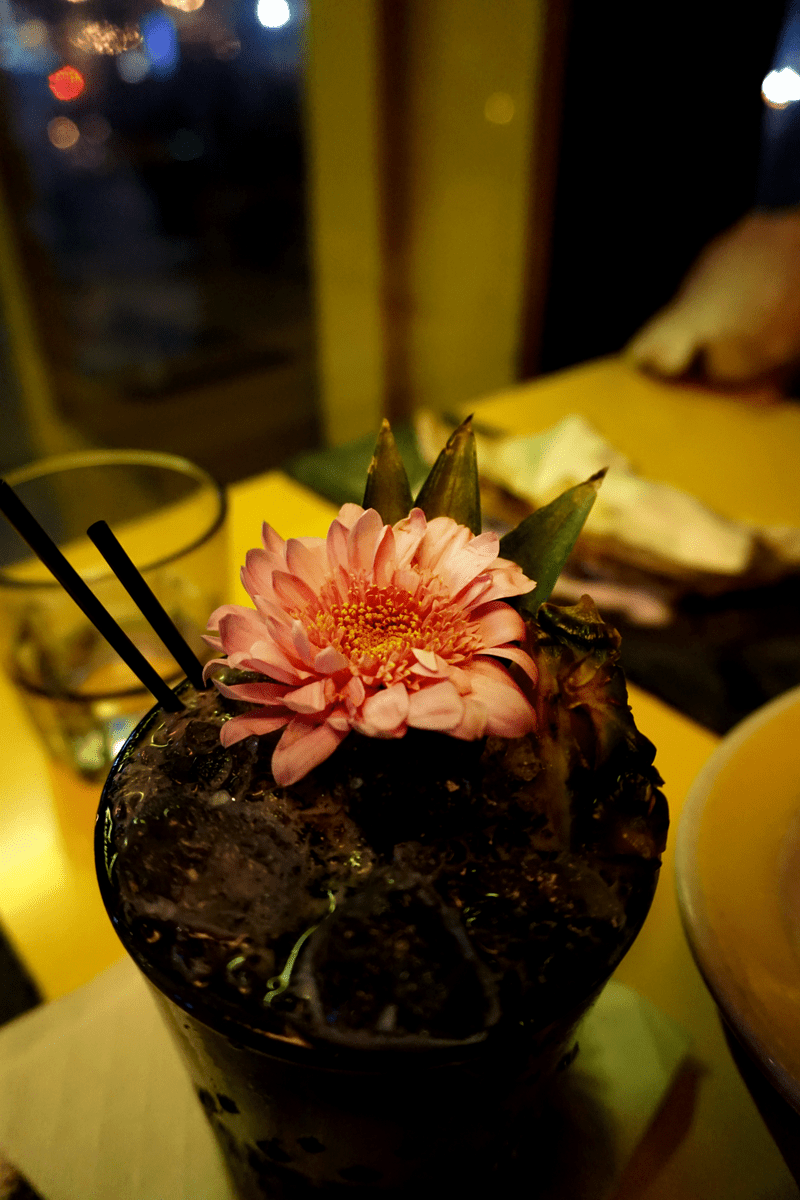 Floral Tiki Drink from Jeepney Restaurant - Visiting New York | Sincerely Yasmin